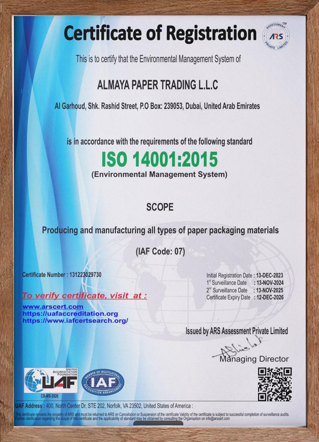 ARS-Certificate of Registration-ISO-14001-2015