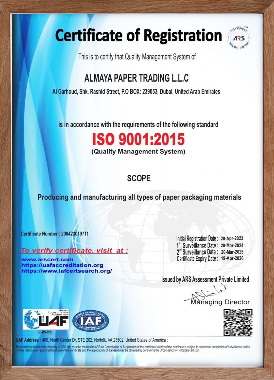 ARS-Certificate of Registration-ISO-9001-2015
