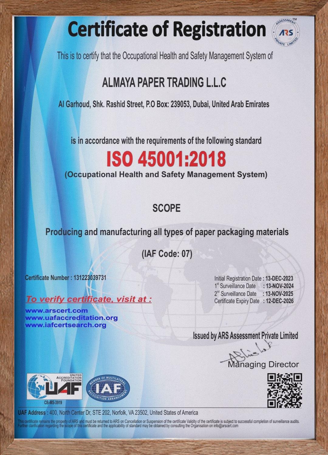 ARS-Certificate of Registration-ISO-45001-2018